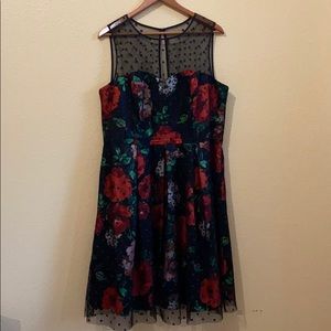 Vintage inspired floral polka dot dress